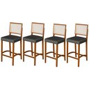 Ver imagem 1 de Kit 4 Banquetas Alta Roma Rattan Luxo Balcão Sacada Pés em Madeira Maciça Premium Banco Cor Cinza