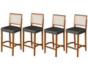 Ver imagem 1 de Kit 4 Banquetas Alta Roma Rattan Luxo Balcão Sacada Pés em Madeira Maciça Premium Banco Cor Cinza