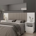 Ver imagem 1 de Cabeceira Casal Extensível com Mesa de Cabeceira - Liz - Robel Móveis - Branco