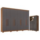 Ver imagem 1 de Guarda Roupa Casal Master New 8 Portas de Bater 4 Gavetas MDP Cômoda 1 Porta 6 Gavetas Jatobá