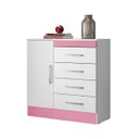 Ver imagem 2 de Cômoda 04 Gavetas Montevideu Branco Rosa Flex Demobile