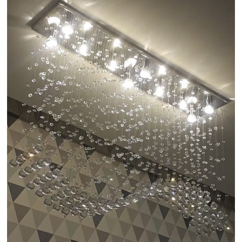Lustre de Cristal  Para Quarto, Sala de Jantar/Estar, com 60cm de Altura Base de Inox 1MX20cm