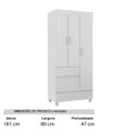 Ver imagem 5 de Guarda-Roupa Solteiro 3 Portas Wind Branco Rosa Flex Demobile