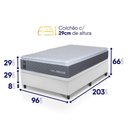 Ver imagem 2 de Conjunto Box Baú Branco Argel Cinza Espuma D33 Solteiro 96x203x74 - King House