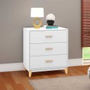 Ver imagem 1 de Cômoda para Quarto 3 Gavetas 70 X 78 Cm Pés Madeira Mdp Branco - Clicklar