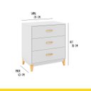 Ver imagem 3 de Cômoda para Quarto 3 Gavetas 70 X 78 Cm Pés Madeira Mdp Branco - Clicklar