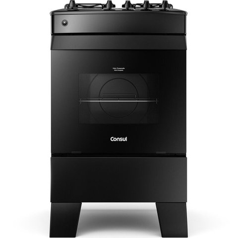Fogão a Gás 4 Bocas com Mesa Esmaltada Preto Cfo4zae Consul