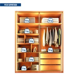 Guarda Roupa 4 Portas Reflecta com Led 3 Gavetas 100% MDF Freijó New Reflex - 9 Guarda Roupa 4 Portas Reflecta com Led 3 Gavetas 100% MDF Freijó New Reflex - 9