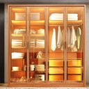 Ver imagem 2 de Guarda Roupa 4 Portas Reflecta com LED 3 Gavetas 100% MDF Freijó New Reflex Yescasa Marrom