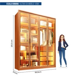 Guarda Roupa 4 Portas Reflecta com Led 3 Gavetas 100% MDF Freijó New Reflex - 7 Guarda Roupa 4 Portas Reflecta com Led 3 Gavetas 100% MDF Freijó New Reflex - 7