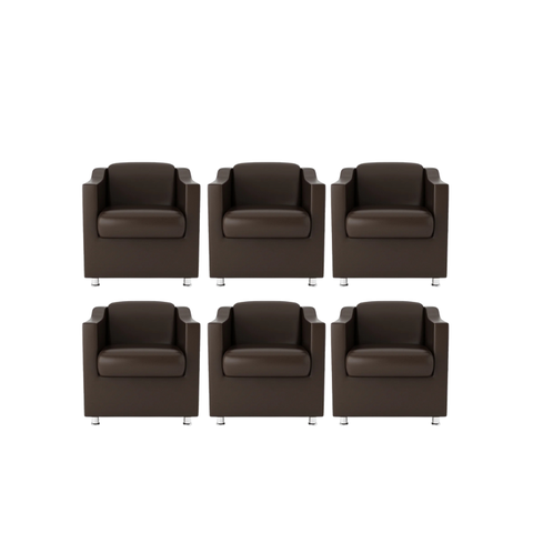 Kit 6 Poltronas Bia Decorativa Reforçada Recepção Clinica Salão Sala de Estar Courino:marrom
