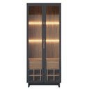 Ver imagem 6 de Cristaleira para Sala de Jantar com Nicho Adega 02 Portas Malibu C04 Preto Noce Milano - Lyam Decor