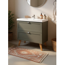 Ver imagem 1 de Gabinete para Banheiro com Cuba 80cm Retro Mdf Verde Milano - On Móveis