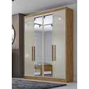 Ver imagem 1 de Guarda Roupa Solteiro com Espelho 4 Portas 3 Gavetas - Sevilha-cumaru/fendi - Móveis Novo Horizonte