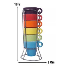 Jogo de Xícaras Café Chá Coloridas com Suporte Kit 6 Canecas (somente no Site ) Wedrop - 3