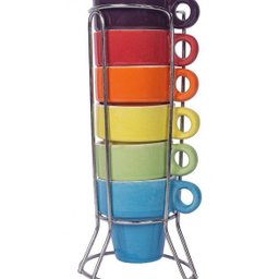 Jogo de Xícaras Café Chá Coloridas com Suporte Kit 6 Canecas (somente no Site ) Wedrop - 1