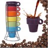 Jogo de Xícaras Café Chá Coloridas com Suporte Kit 6 Canecas (somente no Site ) Wedrop - 4