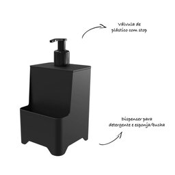 Dispenser de Pia para Detergente e Esponja - Stolf Preto - 3