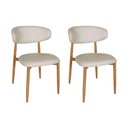 Ver imagem 1 de Kit 2 Cadeiras de Jantar Lucy Estrutura Aço Carbono Laminado Natural com Estofado Linho Cru