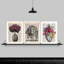 Ver imagem 2 de Kit 3 Quadros Medicina Anatomia Flores 45x34cm - com vidro:Madeira preta