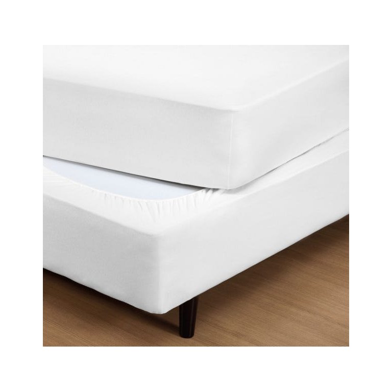 Capa para Box Cama Casal Padrão Malha 30/1 100% Algodão Branco