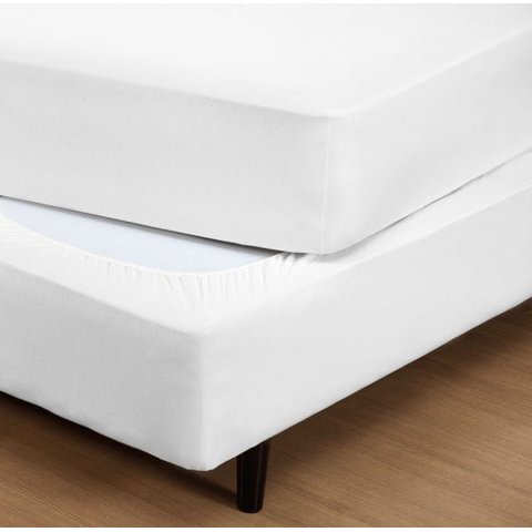 Capa para Box Cama Casal Padrão Malha 30/1 100% Algodão Branco