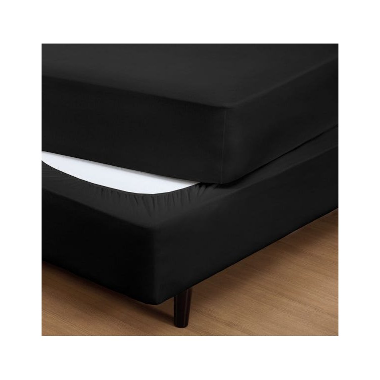 Capa para Box Cama Casal Padrão Malha 30/1 100% Algodão Preto