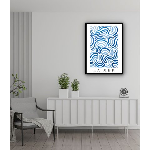 Quadro Decorativo Abstrato Matisse La Mer - 70x50cm:moldura Preta