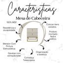 Ver imagem 2 de Mesa de Cabeceira Industrial Mdf com Pés Metalon Dourado Plancasa Off White