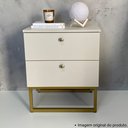 Ver imagem 3 de Mesa de Cabeceira Industrial Mdf com Pés Metalon Dourado Plancasa Off White