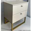 Ver imagem 5 de Mesa de Cabeceira Industrial Mdf com Pés Metalon Dourado Plancasa Off White