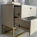 Ver imagem 4 de Mesa de Cabeceira Industrial Mdf com Pés Metalon Dourado Plancasa Off White