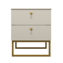 Ver imagem 1 de Mesa de Cabeceira Industrial Mdf com Pés Metalon Dourado Plancasa Off White