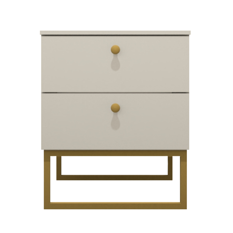 Mesa de Cabeceira Industrial Mdf com Pés Metalon Dourado Plancasa Off White