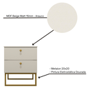 Ver mais imagens de Mesa de Cabeceira Industrial Mdf com Pés Metalon Dourado Plancasa Off White