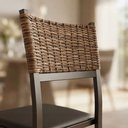 Ver imagem 4 de Kit 6 Cadeiras Atlanta Corino Tempest Preto e Rattan Carvalho Tubo Marrom Cafe