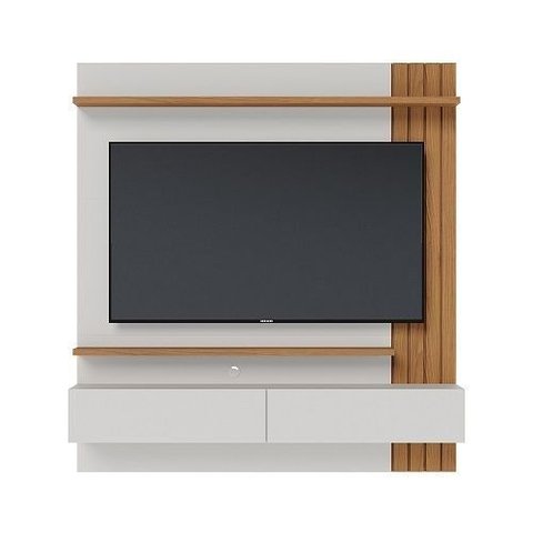 Home Theater Suspenso Juriti 1.5 Off White Matte/Freijó - Colibri Móveis