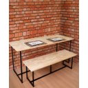 Ver imagem 5 de Conjunto de Mesa de Jantar e Banco Luzzo Madeira e Ferro Industrial