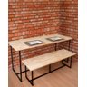 Conjunto de Mesa de Jantar e Banco Luzzo Madeira e Ferro Industrial - 1