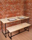 Ver imagem 1 de Conjunto de Mesa de Jantar e Banco Luzzo Madeira e Ferro Industrial