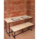 Ver imagem 1 de Conjunto de Mesa de Jantar e Banco Luzzo Madeira e Ferro Industrial