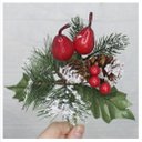 Ver imagem 1 de Kit 8 Ramos Pera Decoração Natal Artificial com Detalhes Branco 17cm