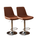 Ver imagem 1 de Kit 2 Banqueta Bar Concha Ajustável em Couro Ecológico Design Moderno Base Cromada Marrom