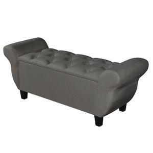 Recamier Baú para Cama Casal Ana 1,30m Estofado Retro Premium Closet Estilo Decorativo Cor Cinza