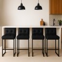 Ver imagem 1 de Banqueta Cozinha Alta com Encosto Industrial Kit 4 Preto Lirina Pu C05 - D’Rossi