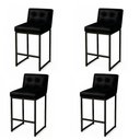 Ver imagem 2 de Banqueta Cozinha Alta com Encosto Industrial Kit 4 Preto Lirina Pu C05 - D’Rossi
