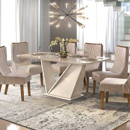 Mesa Jantar DJ Móveis Forme 1800x900 com 6 Cadeiras Jade - 1