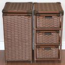 Ver imagem 4 de Kit Cesto Roupas e Gaveteiro 3 Gavetas Fibra Sintética 30x60 Palha Indiana Marrom