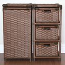Ver imagem 3 de Kit Cesto Roupas e Gaveteiro 3 Gavetas Fibra Sintética 30x60 Palha Indiana Marrom