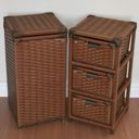 Ver imagem 2 de Kit Cesto Roupas e Gaveteiro 3 Gavetas Fibra Sintética 30x60 Palha Indiana Marrom